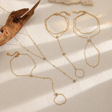 Fashion 18K Gold Plated Stainless Steel Zircon Bracelet for Women Individualistic Daily Wear Waterproof Jewelry Finger Chai by zapcart