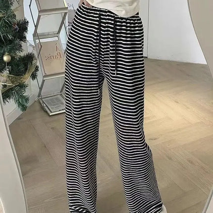 Summer Striped Wide Leg Pants Women Slimming Drapey by zapcart