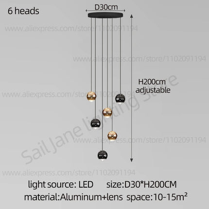 Campeggi Nordic Circular Chandelier Dimmable Gold Black Loft