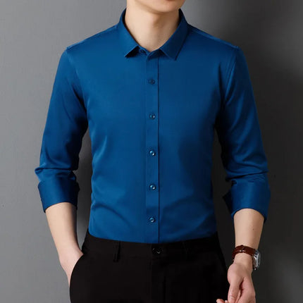 Faboten Mens Long Sleeve Shirt Solid Color Soft Fit by zapcart