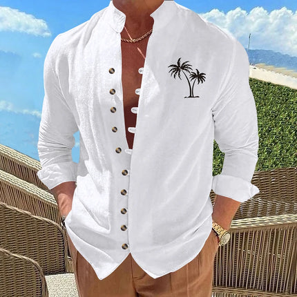 Men Casual Long Sleeve Solid Color Shirt CN Zhejiang by zapcart