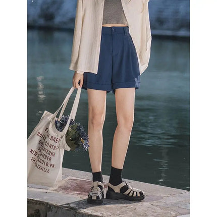 Wakamono Women High Waist Summer A Line Shorts Button Fly by zapcart