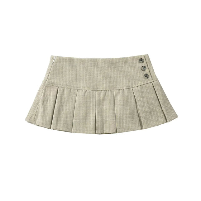 YENKYE American Retro Pleated Mini Skirt Women Low Waist by zapcart