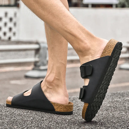 Cymercan Men Leather Sandals Breathable Antiskid Comfort by zapcart