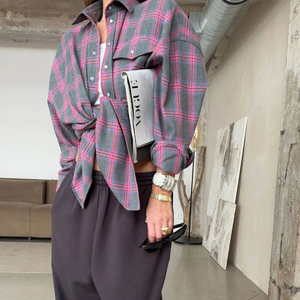 FSMG Plaid Shirt For Women Oversized Relaxed Fit Chic by zapcart