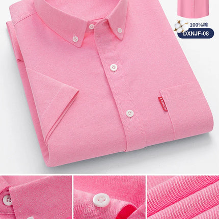Faboten Men's Oxford Short Sleeve Shirt Slim Fit Cotton by zapcart