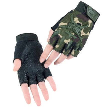 CN Kids Tactical Fingerless Gloves Camo Anti Skid Mittens by zapcart