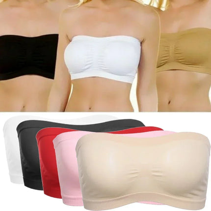 Ladies' Sexy Strapless Crop Top Bra Bandeau Boob Tube Brassiere Summer Breathable Mesh Invisible Strapless Chest Wraps Tube Tops by zapcart