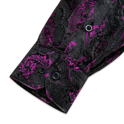 HenanChoice Mens Jacquard Paisley Shirt Long Sleeve Luxury by zapcart