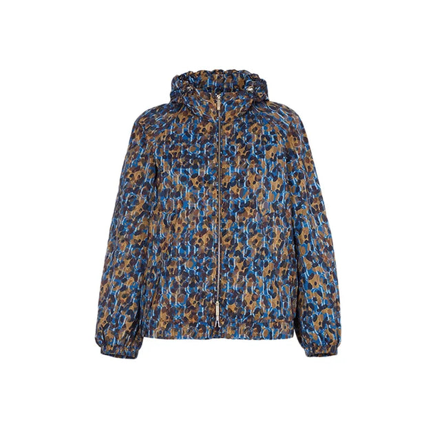 CHCH Women Print Midi Hooded Windbreaker Jacket Lightweight by zapcart