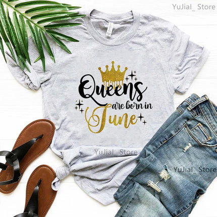 Queen Are Born In January To December Bold Graphic Tee Women by zapcart