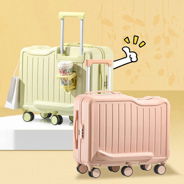 Kids Riding Suitcase 20 Inch Six Wheel Luggage Cup Holder by zapcart