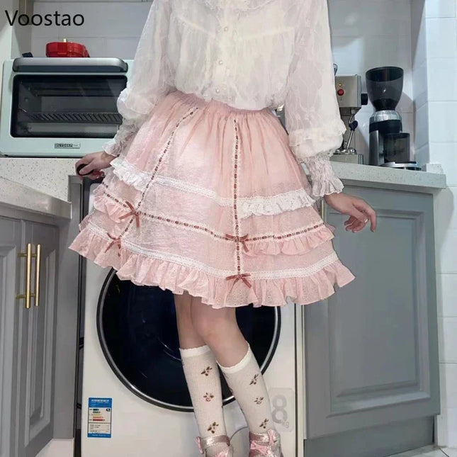 Voostao Japanese Sweet Lolita Mini Skirt Women Kawaii by zapcart