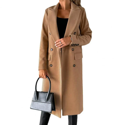 Women Woolen Winter Overcoat Warmth Elegant Streetwear by zapcart