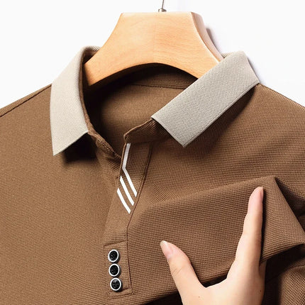 Mens Polo Shirt Breathable Polyester Business Casual Top by zapcart
