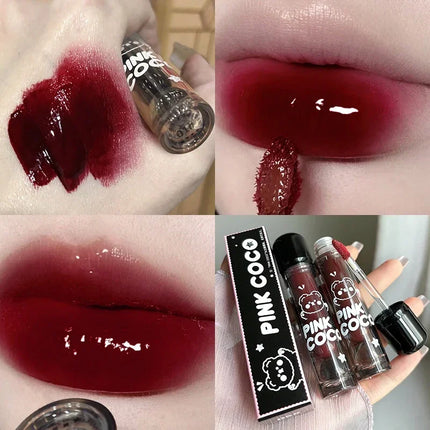 Mirror Glass Lip Tint Punk Dark Red Long Lasting Shine by zapcart