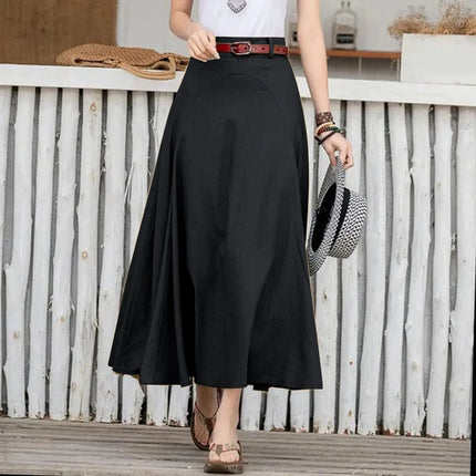 Craft of Weaving High Waist Pure Color Ruffle Skirt Women by zapcart
