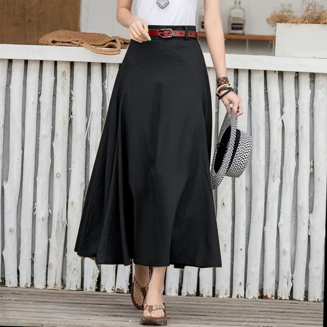 Craft of Weaving High Waist Pure Color Ruffle Skirt Women by zapcart