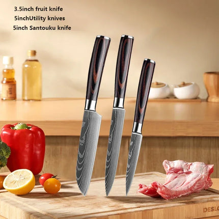 Choice Damascus Chef Knife Set With Cover For Professionals by zapcart