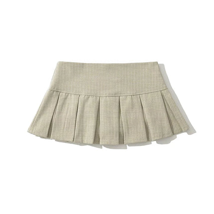 YENKYE American Retro Pleated Mini Skirt Women Low Waist by zapcart