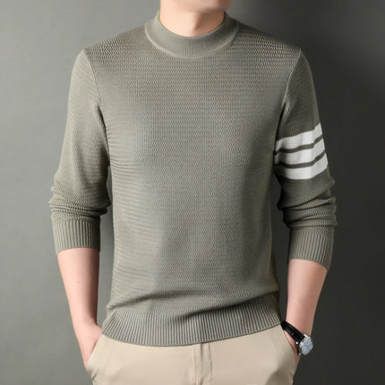 CN Zhejiang Men Knit Sweater Round Neck Striped Warm by zapcart