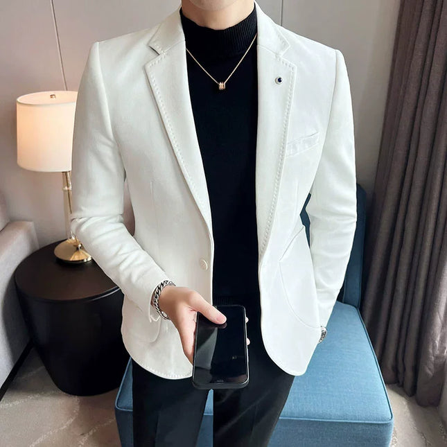Mens Slim Fit Velvet Blazer Coat CN Zhejiang Plus Size 4XL by zapcart