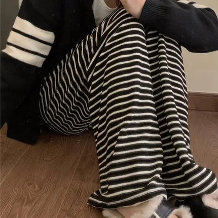 Summer Striped Wide Leg Pants Women Slimming Drapey by zapcart