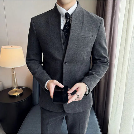Korean Style Slim Fit Mens Elegant Suit Set By QUHNBGYCN by zapcart