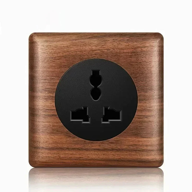 European Vintage Wall Lamp Power Socket Eu Ru Fr Standard Switch Antique Home Solid Wood Brass Toggle Switch Board,86x86mm by zapcart