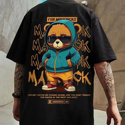 Teekossc Bear Pattern Cotton T Shirt Men Breathable by zapcart
