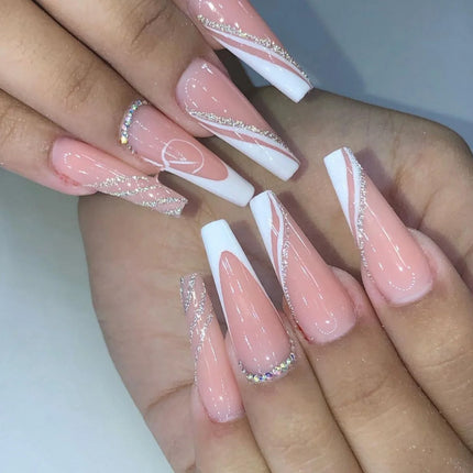 Extra Long Press On Nails Glue Included Bear Bow For Women by zapcart