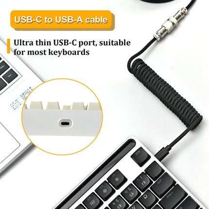 NNBILI Aviator Coiled Keyboard Cable Type C USB for Gamers by zapcart