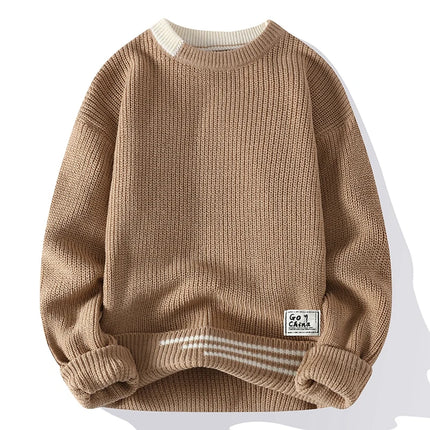 CN Jiangsu Mens Vintage Twist Sweater Harajuku Round Neck by zapcart