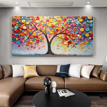 Abstract Golden White Flowers Painting Fujian Living Room by zapcart