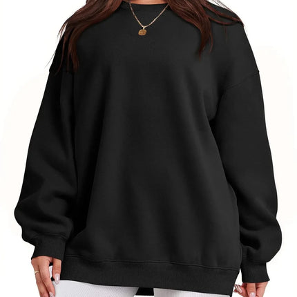 Women Fleece Lined Sweatshirt Cozy Warm Loose Fit Crew Neck by zapcart