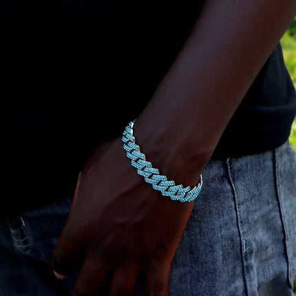 SUBOLLOWCN Iced Prong Cuban Chain Bracelet For Men Women by zapcart