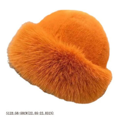 Zapcart Fluffy Fur Bucket Hat For Women Warm Winter Cap