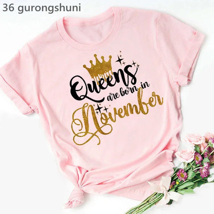 Queen Are Born In January To December Bold Graphic Tee Women by zapcart