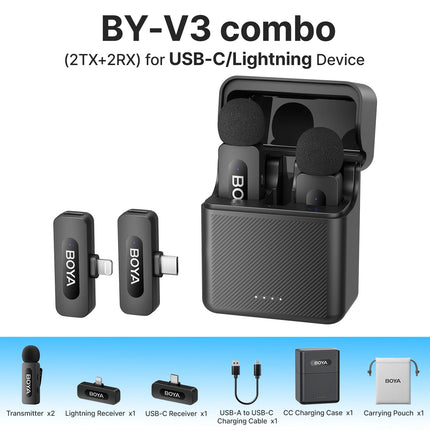 BOYA BYV3 Wireless Lavalier Microphone for iPhone Samsung by zapcart