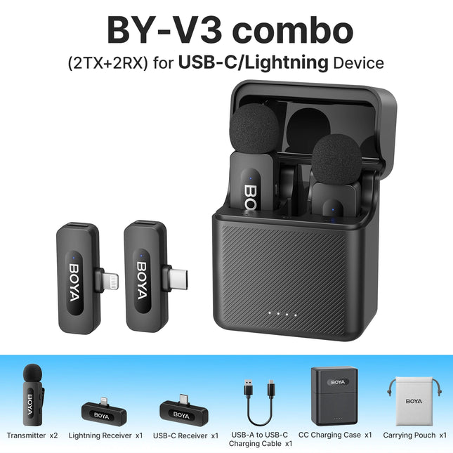 BOYA BYV3 Wireless Lavalier Microphone for iPhone Samsung by zapcart