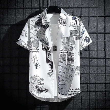 HaibinzuLu Men Short Sleeve Print Shirt Beachwear Essential by zapcart