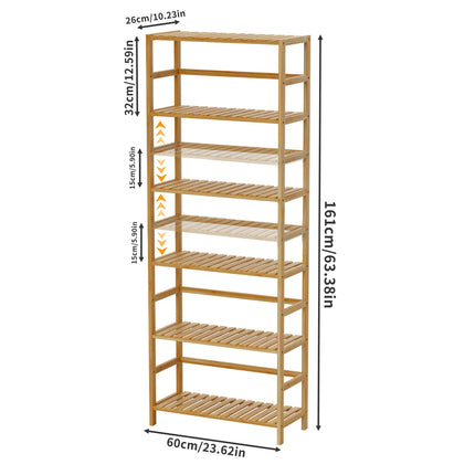 6-Tier Bamboo Storage Rack Shelving Bookshelf Plant Flower Stand Adjustable Shelves for Home Organization by zapcart
