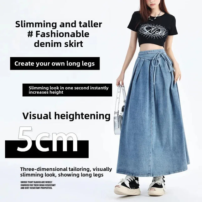 High Waisted Denim Skirt For Women Loose Fit Chic Trendy by zapcart