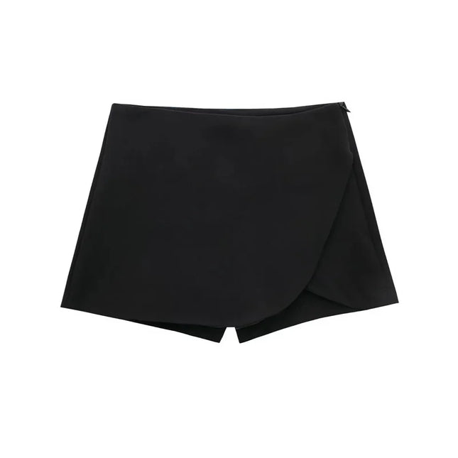 TRAF 2024 Black Skort For Women Asymmetric High Waist by zapcart