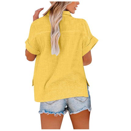 Cotton Linen Summer Tee For Women Breathable Loose Fit by zapcart