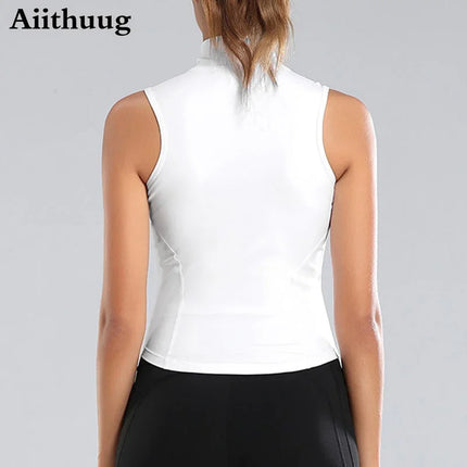 Aiithuug Women Athletic Zip Up Sweat Vest Breathable Top by zapcart
