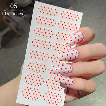 Pink Glitter Nail Stickers Full Cover Diy Manicure Deluxe by zapcart