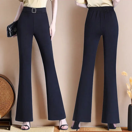 Women Elastic High Waist Boot Cut Pants With Pockets by zapcart
