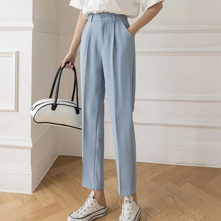 Women Harem Pants Elastic High Waist Black Office Trousers by zapcart