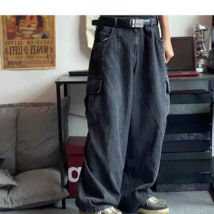 CN Baggy Jeans Men Oversize Cargo Denim Streetwear Hip Hop by zapcart